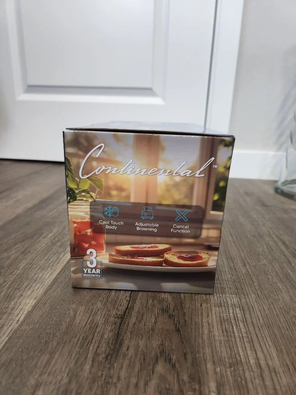 Continental 2 Slice Toaster Black Wide Slots Adjustable Browning NEW IN BOX